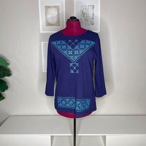 Sabaku Artwear Top Womens Medium Purple Southwest Horse Graphic Cotton USA